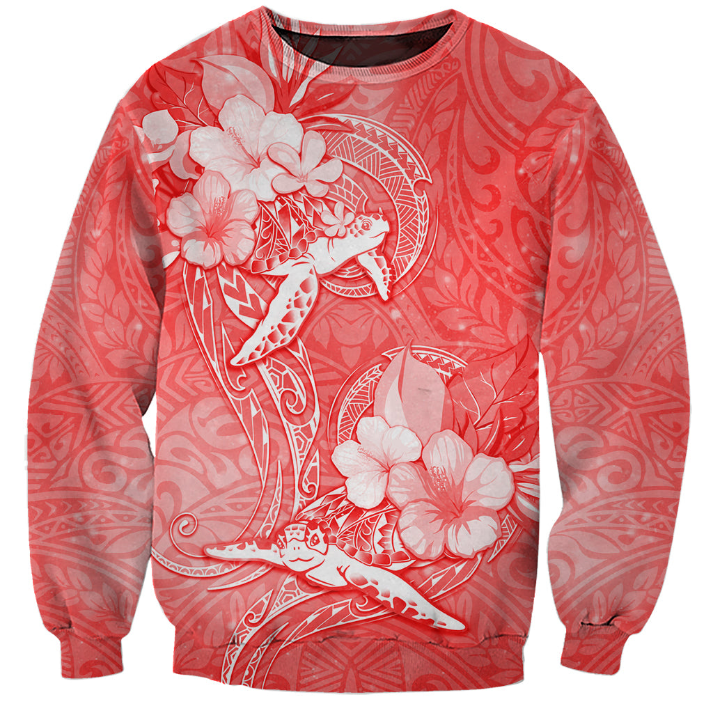 Polynesia Sea Turtle Couple Sweatshirt Happy Valentine Day Red LT05 Unisex Red - Polynesian Pride
