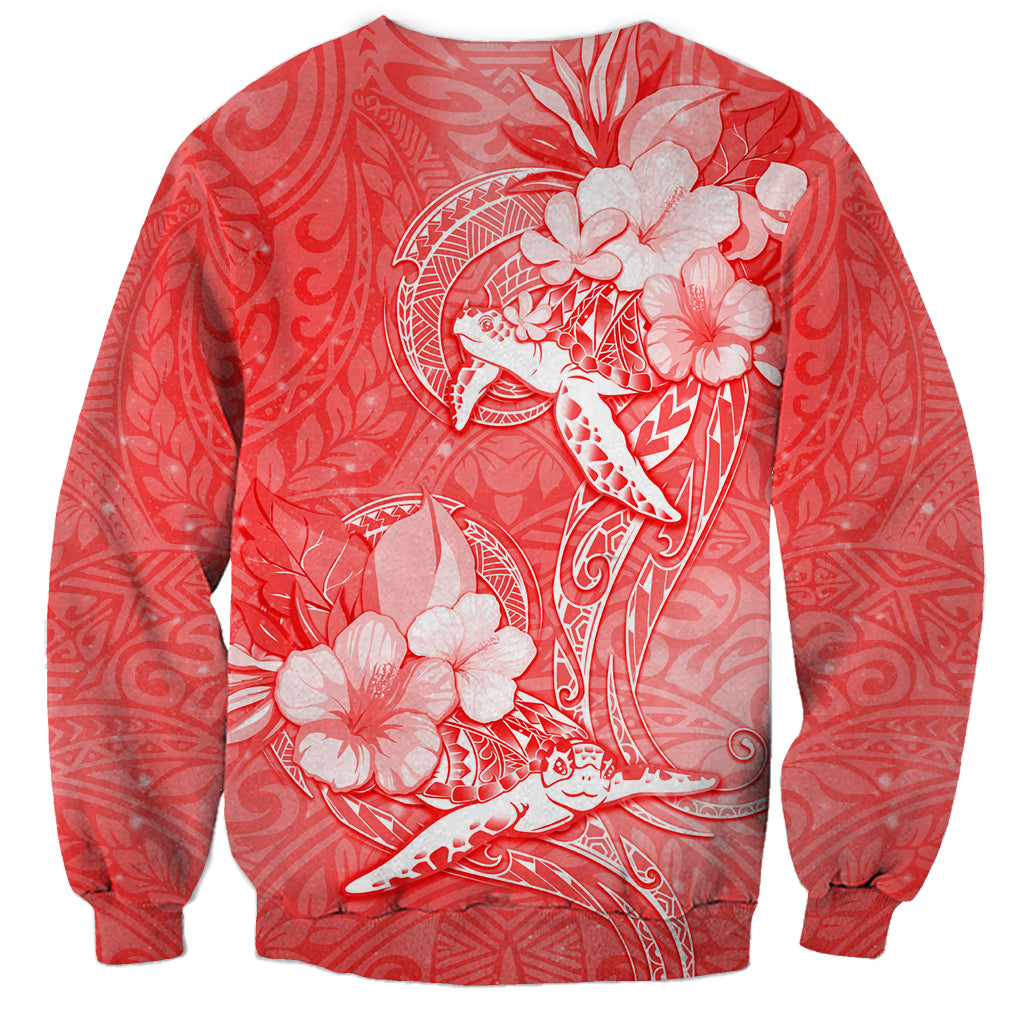 Polynesia Sea Turtle Couple Sweatshirt Happy Valentine Day Red LT05 - Polynesian Pride