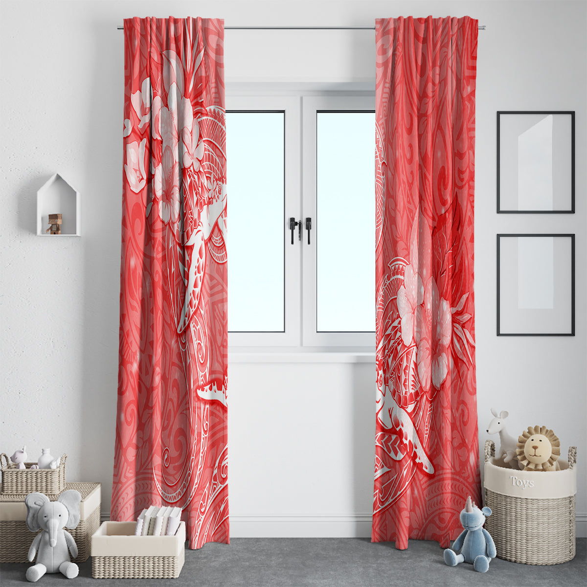 Polynesia Sea Turtle Couple Window Curtain Happy Valentine Day Red LT05 - Polynesian Pride