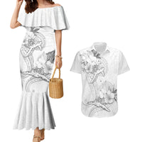 Polynesia Sea Turtle Couple Couples Matching Mermaid Dress and Hawaiian Shirt Happy Valentine Day White LT05 White - Polynesian Pride