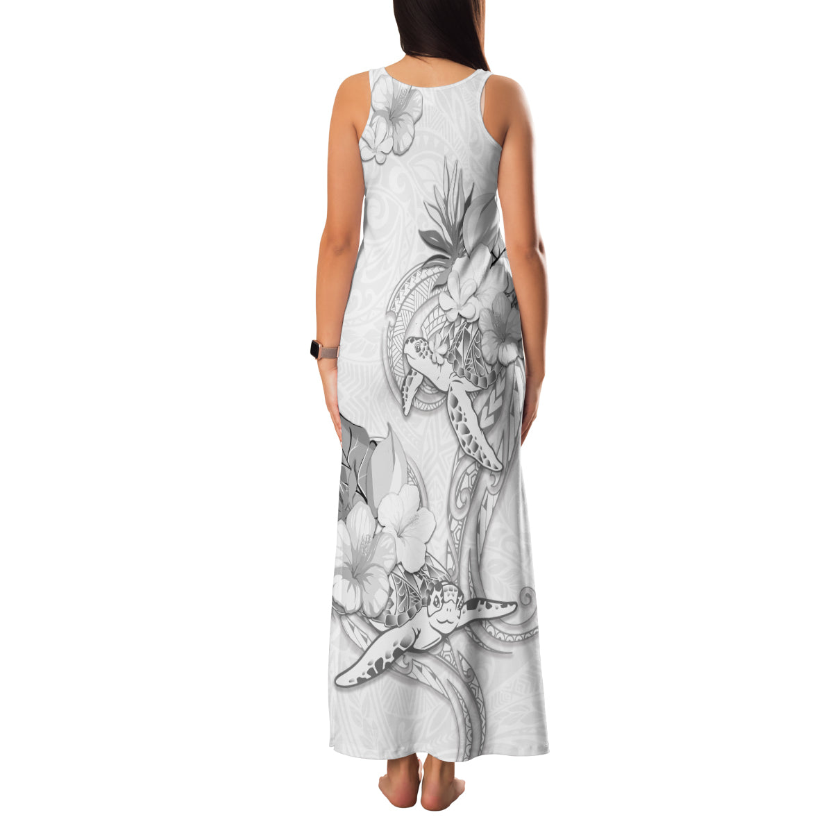 Polynesia Sea Turtle Couple Family Matching Tank Maxi Dress and Hawaiian Shirt Happy Valentine Day White LT05 - Polynesian Pride