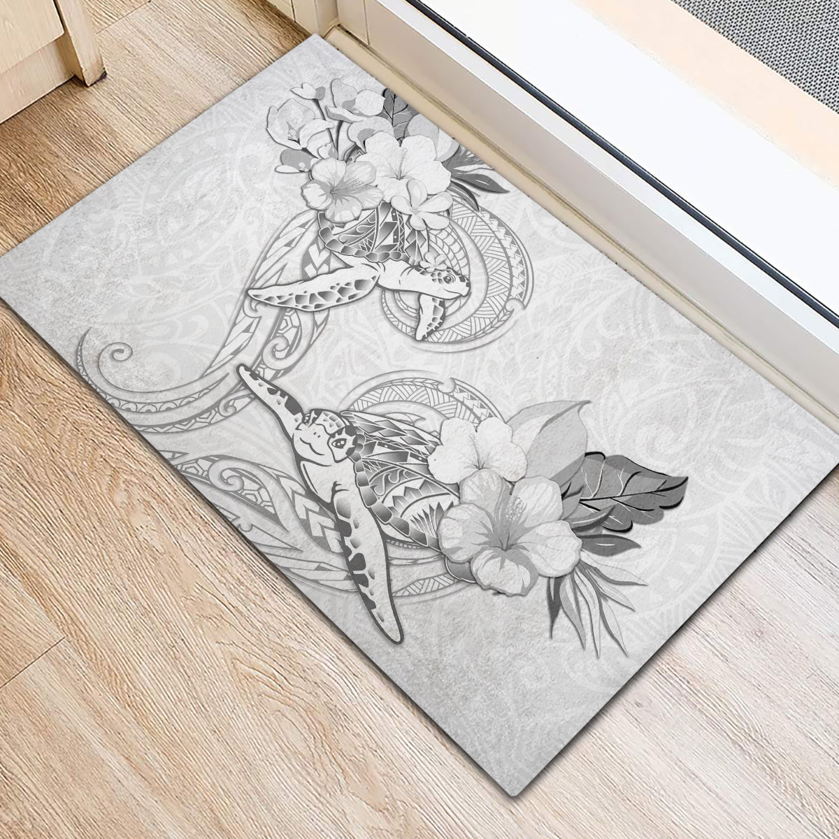 Polynesia Sea Turtle Couple Rubber Doormat Happy Valentine Day White LT05 - Polynesian Pride