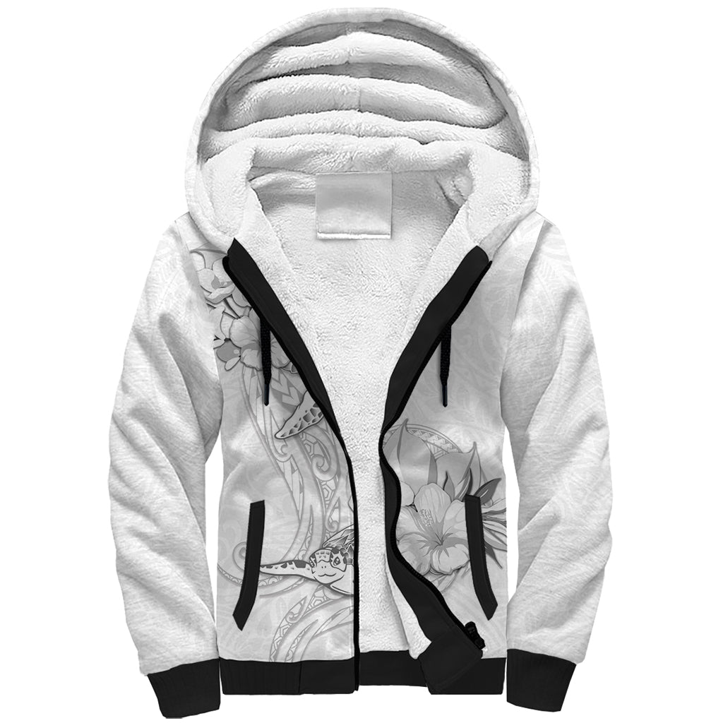 Polynesia Sea Turtle Couple Sherpa Hoodie Happy Valentine Day White LT05 Unisex White - Polynesian Pride
