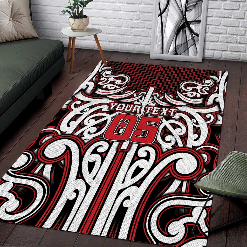 Custom Aotearoa Ngapuhi Area Rug Maori Tribal Pattern Mix Poutama LT05 Red - Polynesian Pride