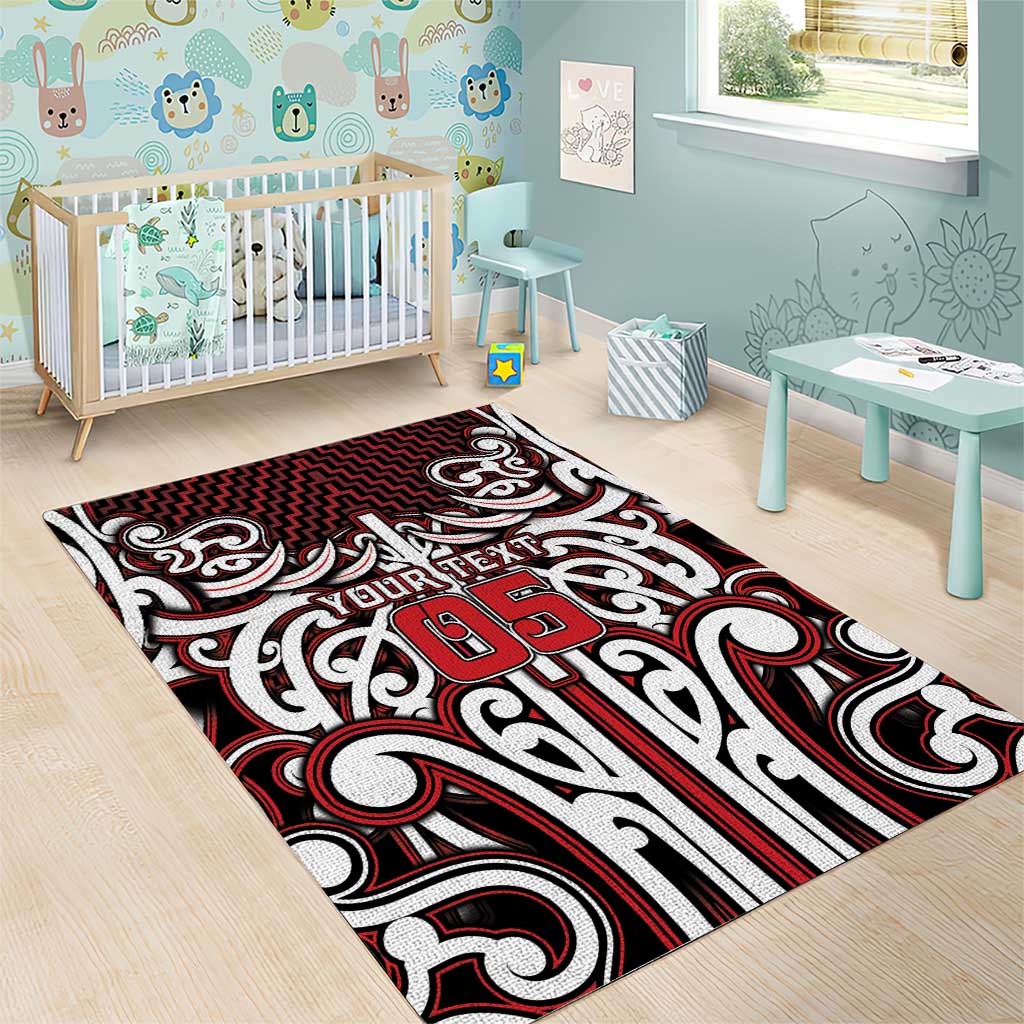 Custom Aotearoa Ngapuhi Area Rug Maori Tribal Pattern Mix Poutama