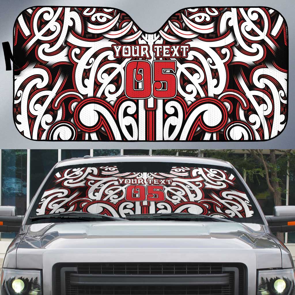 Custom Aotearoa Ngapuhi Auto Sun Shade Maori Tribal Pattern Mix Poutama