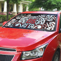 Custom Aotearoa Ngapuhi Auto Sun Shade Maori Tribal Pattern Mix Poutama