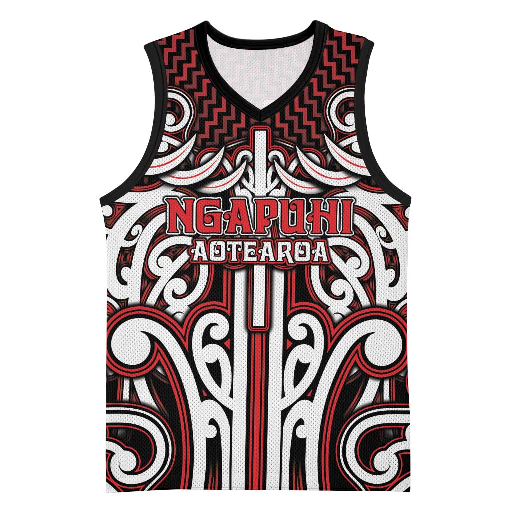 Custom Aotearoa Ngapuhi Basketball Jersey Maori Tribal Pattern Mix Poutama LT05 Unisex Red - Polynesian Pride
