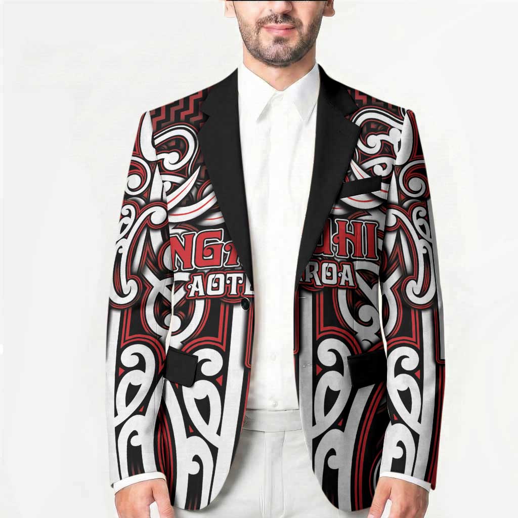 Custom Aotearoa Ngapuhi Blazer Maori Tribal Pattern Mix Poutama
