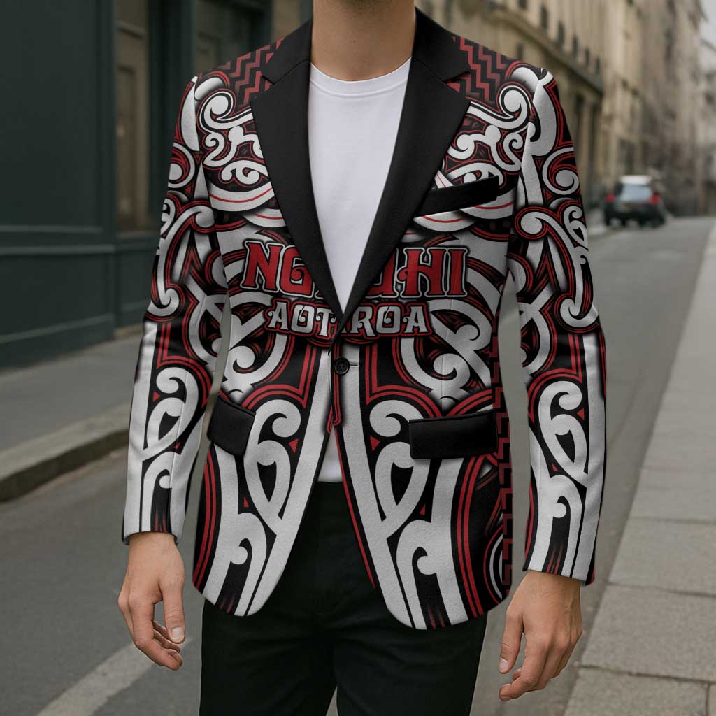 Custom Aotearoa Ngapuhi Blazer Maori Tribal Pattern Mix Poutama