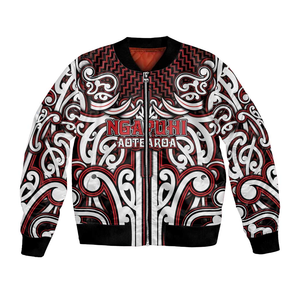 Custom Aotearoa Ngapuhi Bomber Jacket Maori Tribal Pattern Mix Poutama