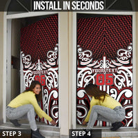 Custom Aotearoa Ngapuhi Door Cover Maori Tribal Pattern Mix Poutama