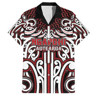 Custom Aotearoa Ngapuhi Family Matching Off The Shoulder Long Sleeve Dress and Hawaiian Shirt Maori Tribal Pattern Mix Poutama LT05 Dad's Shirt - Short Sleeve Red - Polynesian Pride