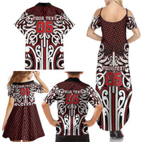 Custom Aotearoa Ngapuhi Family Matching Summer Maxi Dress and Hawaiian Shirt Maori Tribal Pattern Mix Poutama