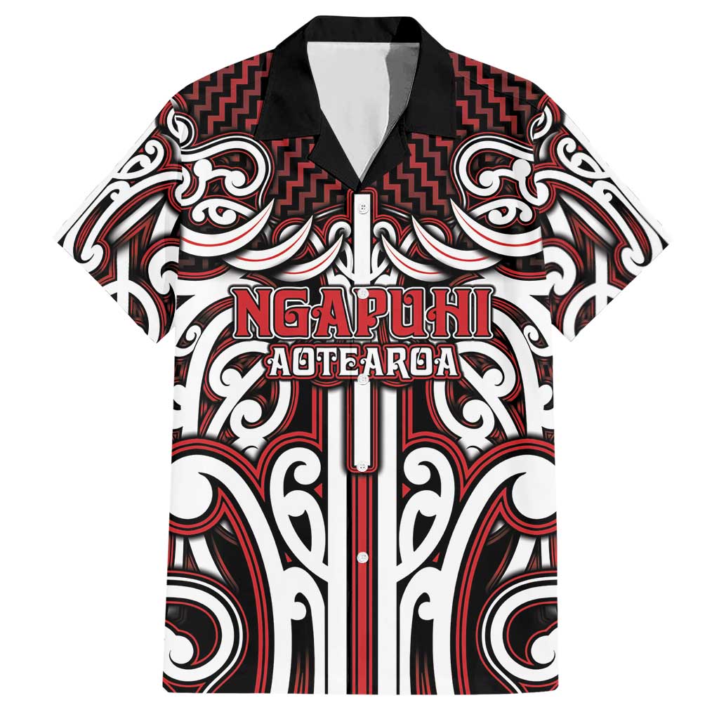 Custom Aotearoa Ngapuhi Hawaiian Shirt Maori Tribal Pattern Mix Poutama