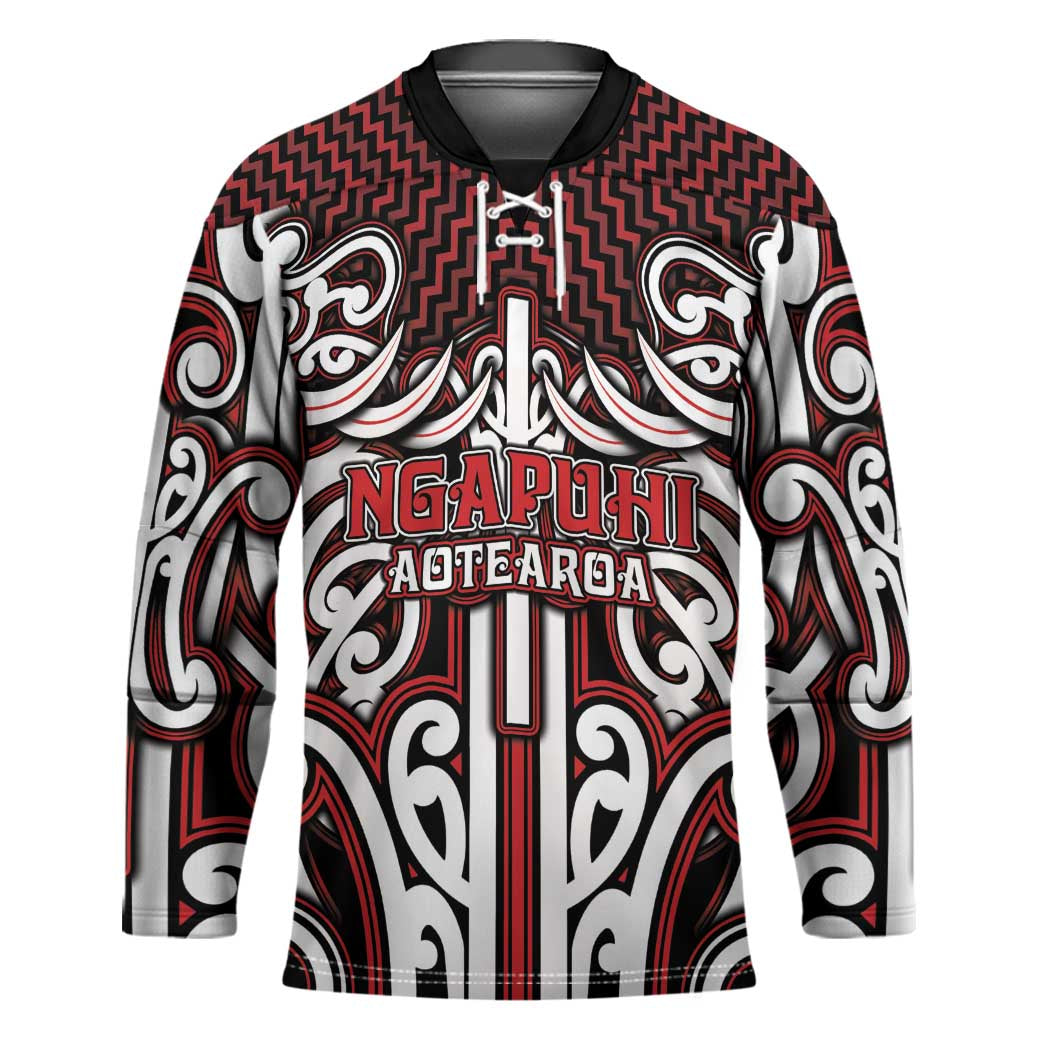 Custom Aotearoa Ngapuhi Hockey Jersey Maori Tribal Pattern Mix Poutama LT05 Unisex Red - Polynesian Pride