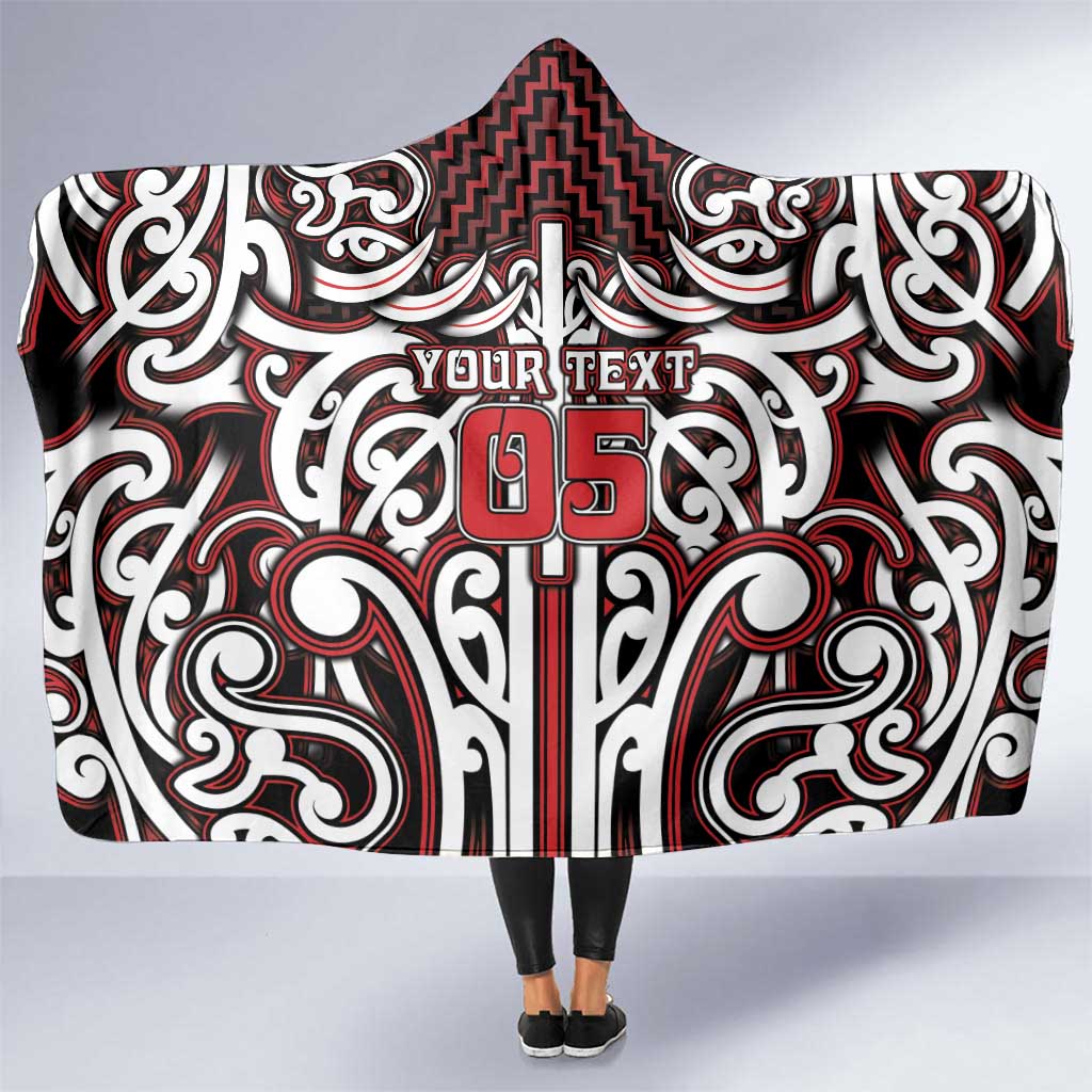 Custom Aotearoa Ngapuhi Hooded Blanket Maori Tribal Pattern Mix Poutama LT05 One Size Red - Polynesian Pride