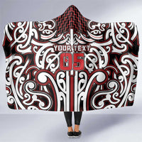 Custom Aotearoa Ngapuhi Hooded Blanket Maori Tribal Pattern Mix Poutama
