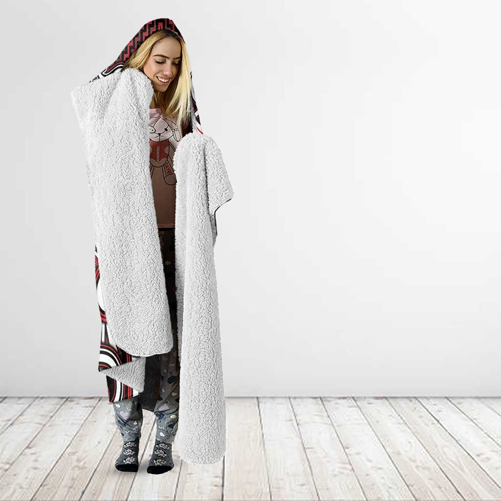 Custom Aotearoa Ngapuhi Hooded Blanket Maori Tribal Pattern Mix Poutama