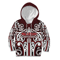 Custom Aotearoa Ngapuhi Kid Hoodie Maori Tribal Pattern Mix Poutama LT05 Hoodie Red - Polynesian Pride