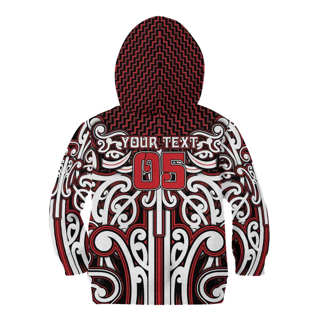 Custom Aotearoa Ngapuhi Kid Hoodie Maori Tribal Pattern Mix Poutama LT05 - Polynesian Pride