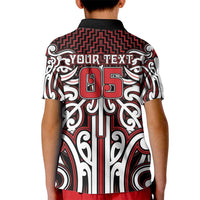Custom Aotearoa Ngapuhi Kid Polo Shirt Maori Tribal Pattern Mix Poutama