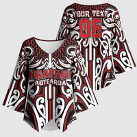 Custom Aotearoa Ngapuhi Kimono Sleeve Blouse Maori Tribal Pattern Mix Poutama