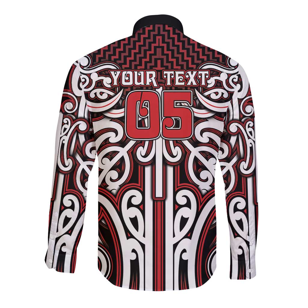 Custom Aotearoa Ngapuhi Long Sleeve Button Shirt Maori Tribal Pattern Mix Poutama