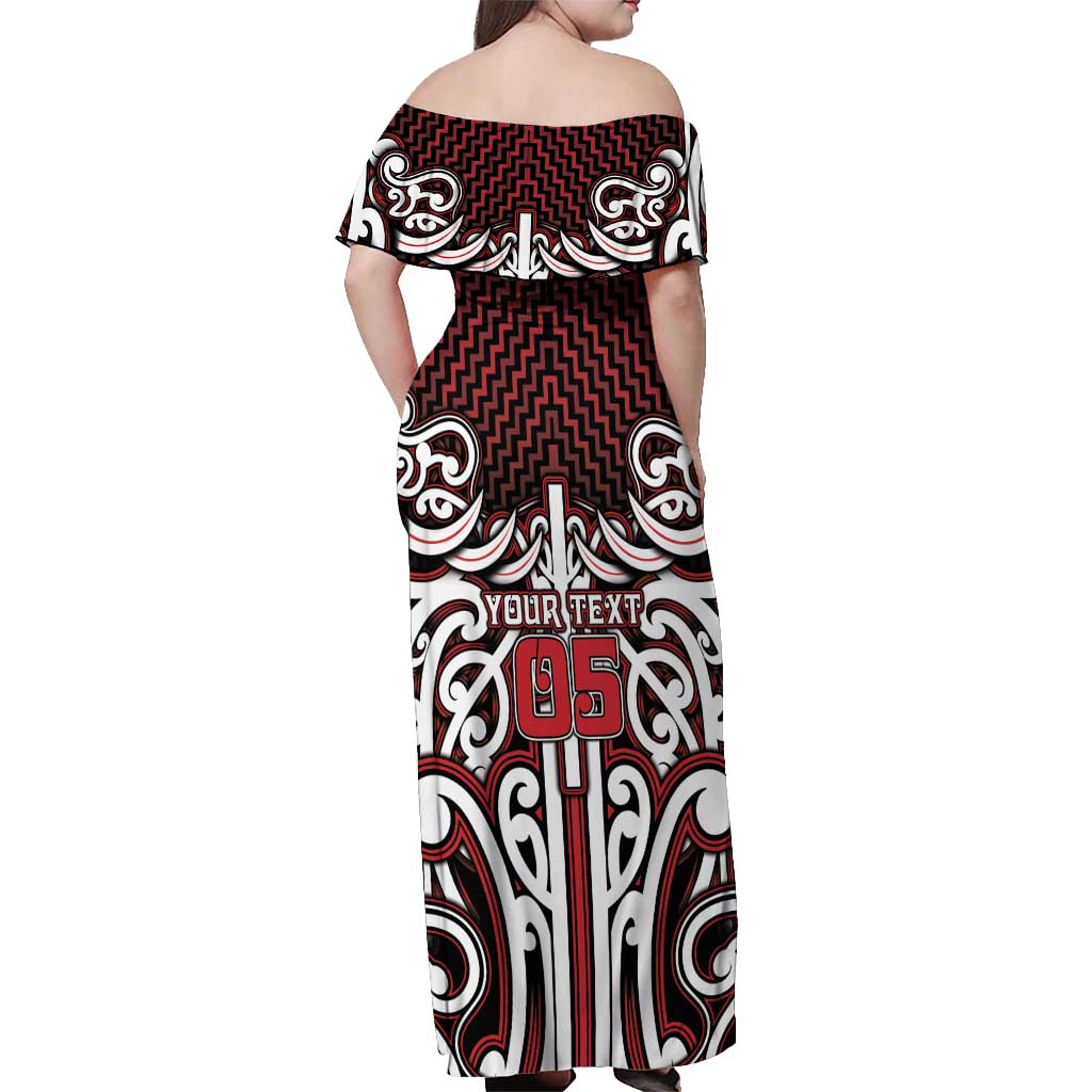 Custom Aotearoa Ngapuhi Off Shoulder Maxi Dress Maori Tribal Pattern Mix Poutama LT05 - Polynesian Pride