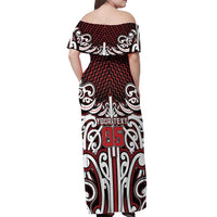 Custom Aotearoa Ngapuhi Off Shoulder Maxi Dress Maori Tribal Pattern Mix Poutama LT05 - Polynesian Pride