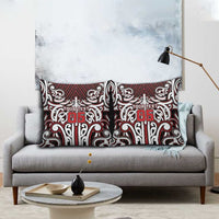 Custom Aotearoa Ngapuhi Pillow Cover Maori Tribal Pattern Mix Poutama