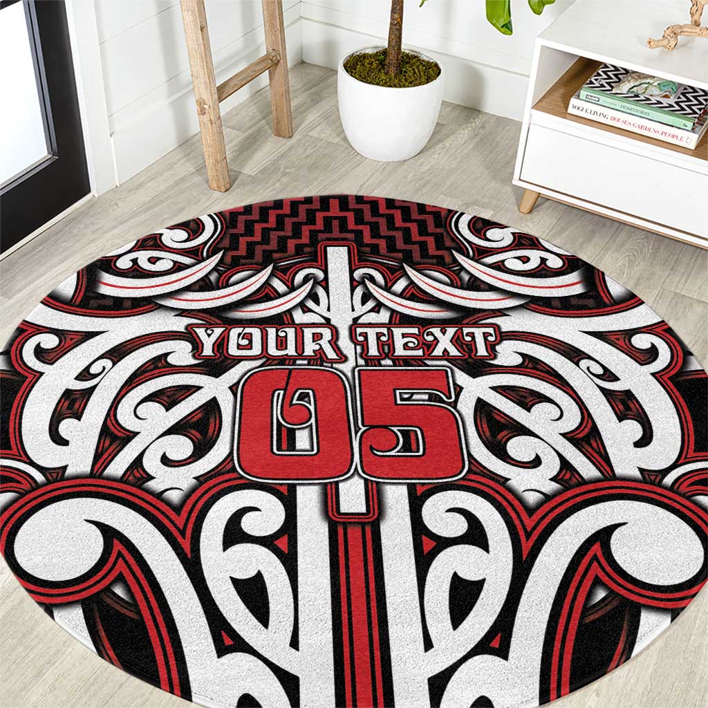 Custom Aotearoa Ngapuhi Round Carpet Maori Tribal Pattern Mix Poutama