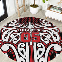 Custom Aotearoa Ngapuhi Round Carpet Maori Tribal Pattern Mix Poutama