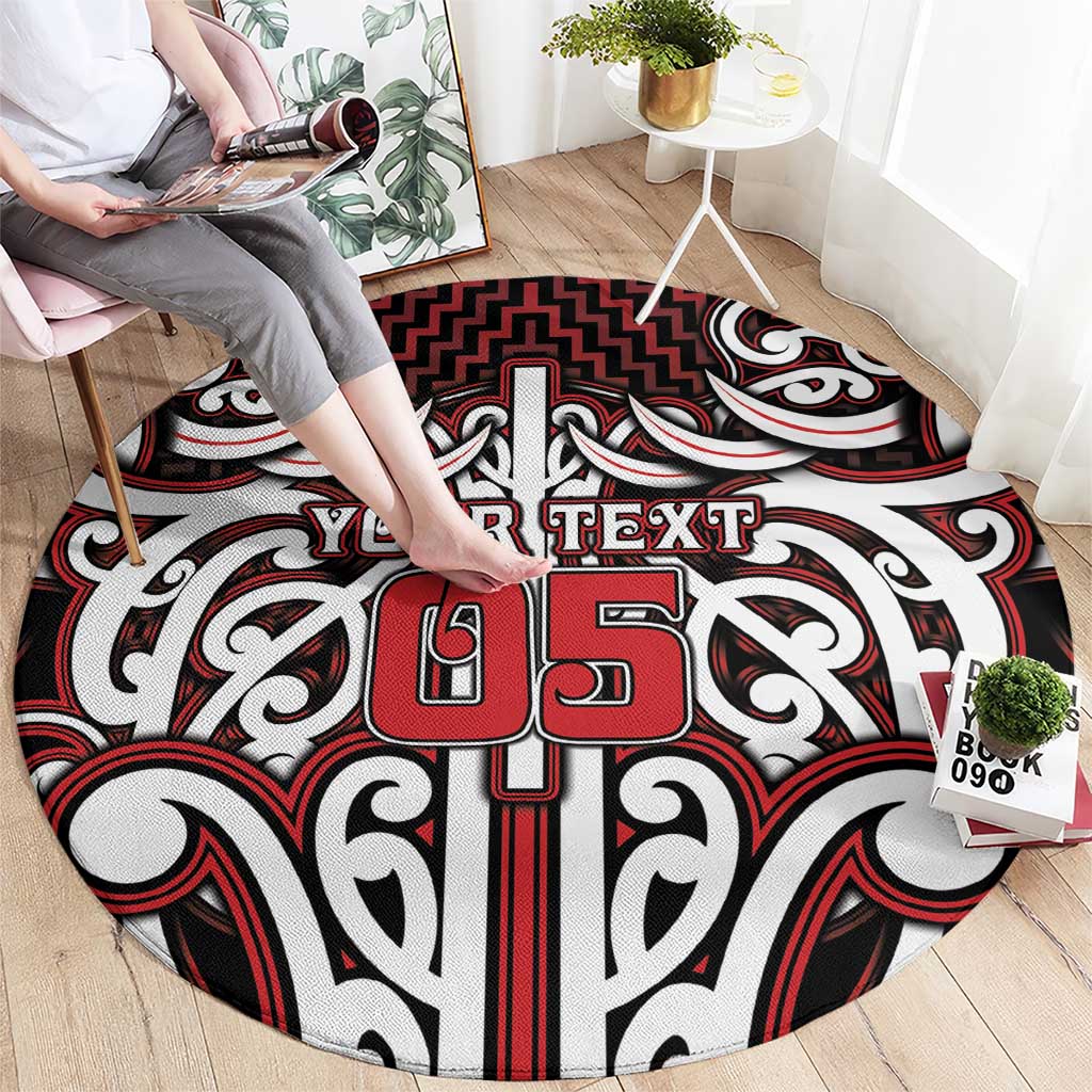 Custom Aotearoa Ngapuhi Round Carpet Maori Tribal Pattern Mix Poutama