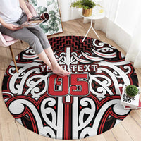 Custom Aotearoa Ngapuhi Round Carpet Maori Tribal Pattern Mix Poutama