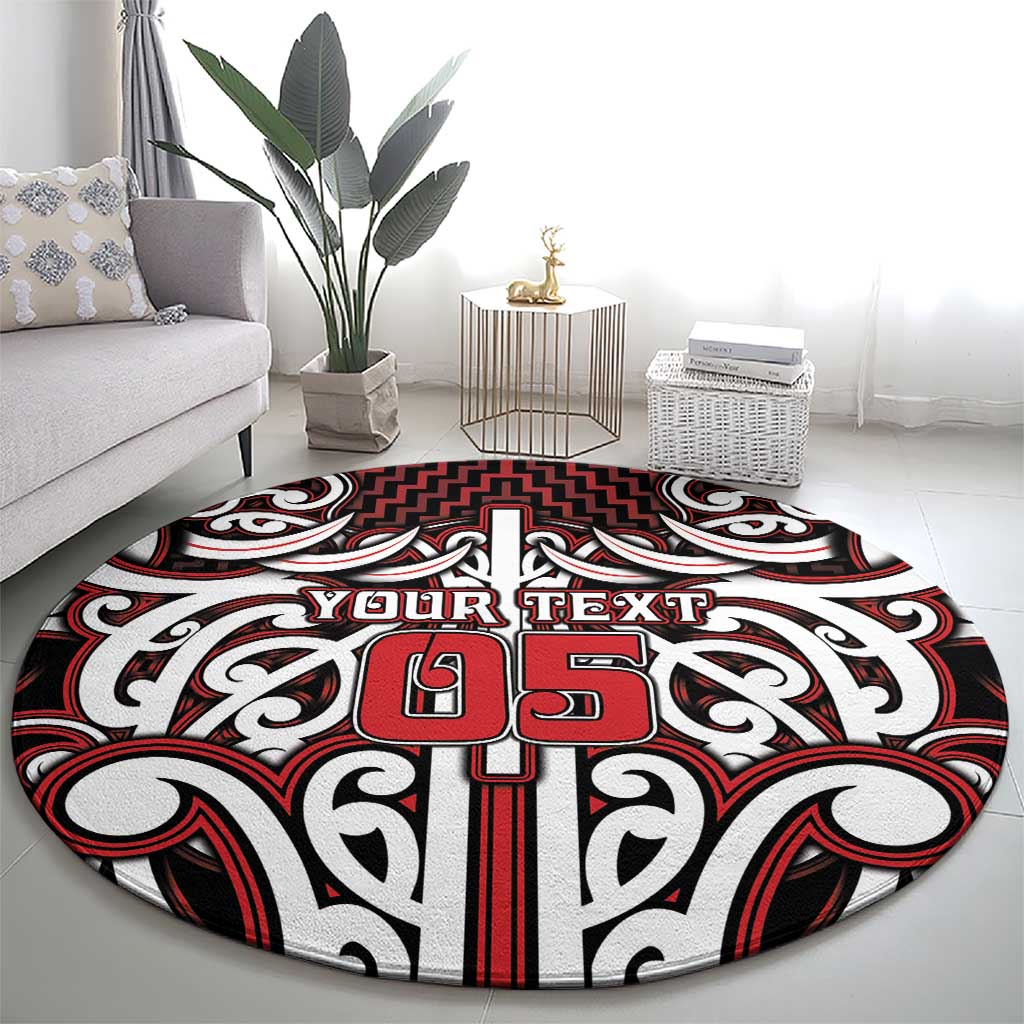 Custom Aotearoa Ngapuhi Round Carpet Maori Tribal Pattern Mix Poutama