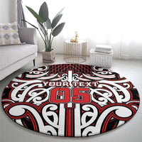 Custom Aotearoa Ngapuhi Round Carpet Maori Tribal Pattern Mix Poutama