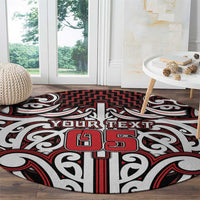 Custom Aotearoa Ngapuhi Round Carpet Maori Tribal Pattern Mix Poutama