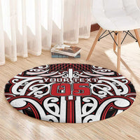 Custom Aotearoa Ngapuhi Round Carpet Maori Tribal Pattern Mix Poutama