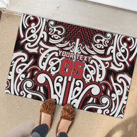 Custom Aotearoa Ngapuhi Rubber Doormat Maori Tribal Pattern Mix Poutama