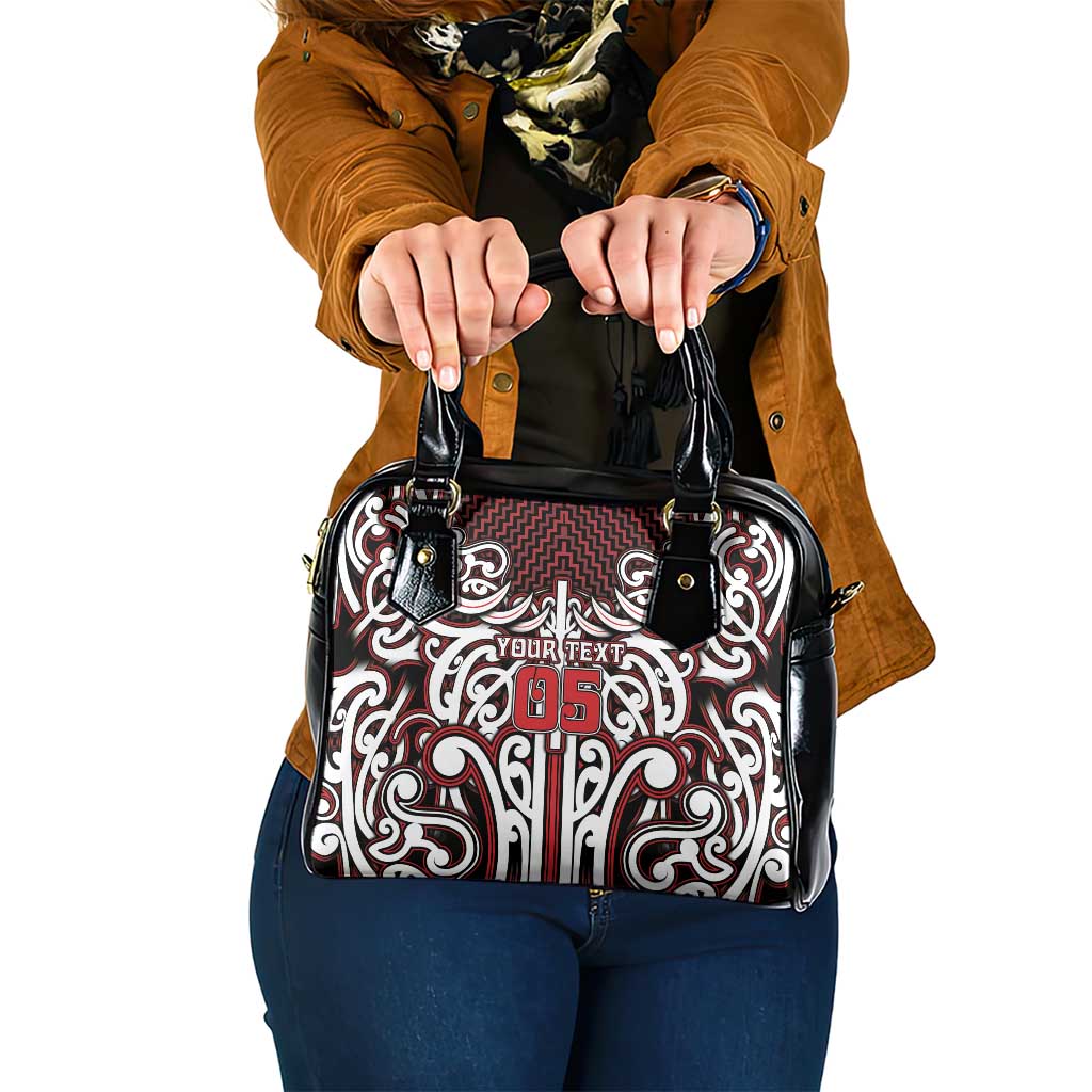 Custom Aotearoa Ngapuhi Shoulder Handbag Maori Tribal Pattern Mix Poutama LT05 One Size Red - Polynesian Pride