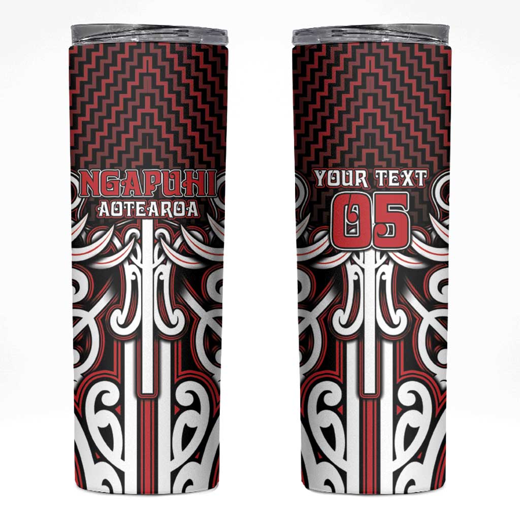 Custom Aotearoa Ngapuhi Skinny Tumbler Maori Tribal Pattern Mix Poutama LT05 Red - Polynesian Pride