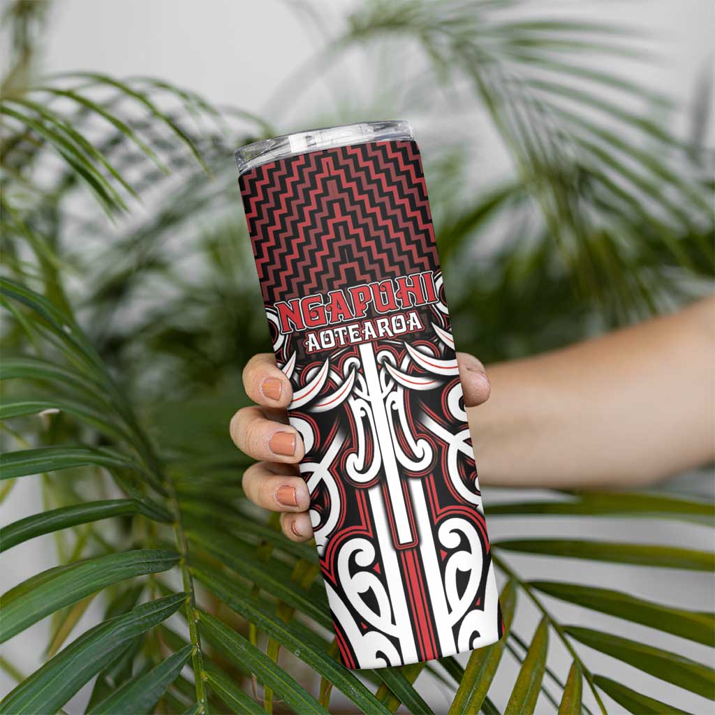 Custom Aotearoa Ngapuhi Skinny Tumbler Maori Tribal Pattern Mix Poutama LT05 - Polynesian Pride