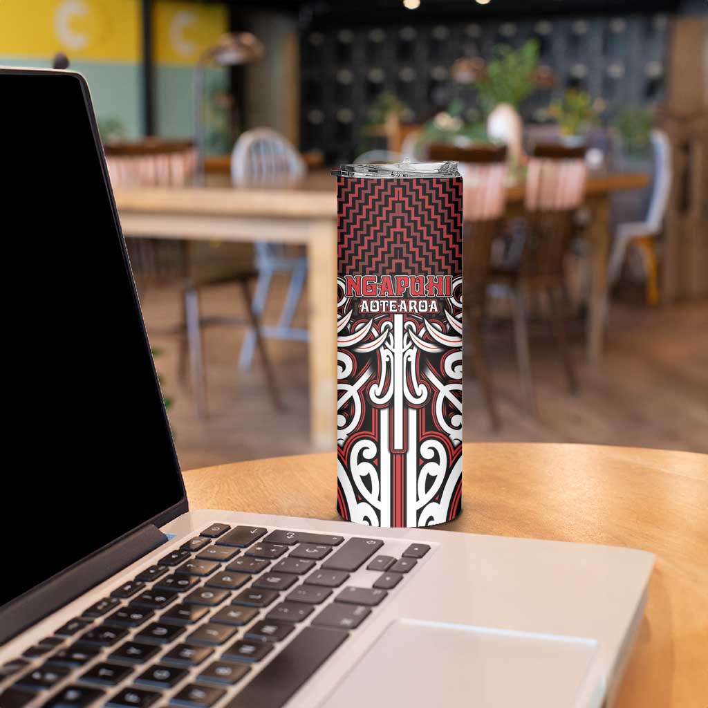 Custom Aotearoa Ngapuhi Skinny Tumbler Maori Tribal Pattern Mix Poutama LT05 - Polynesian Pride