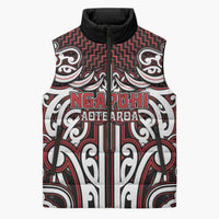 Custom Aotearoa Ngapuhi Sleeveless Puffer Jacket Maori Tribal Pattern Mix Poutama