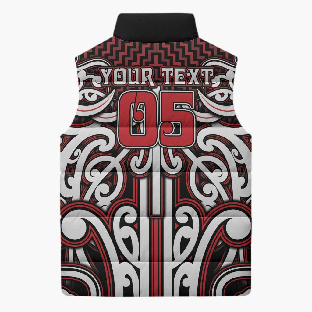 Custom Aotearoa Ngapuhi Sleeveless Puffer Jacket Maori Tribal Pattern Mix Poutama