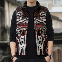 Custom Aotearoa Ngapuhi Sleeveless Puffer Jacket Maori Tribal Pattern Mix Poutama