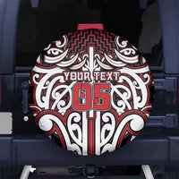 Custom Aotearoa Ngapuhi Spare Tire Cover Maori Tribal Pattern Mix Poutama LT05 No hole Red - Polynesian Pride