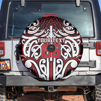 Custom Aotearoa Ngapuhi Spare Tire Cover Maori Tribal Pattern Mix Poutama LT05 Red - Polynesian Pride