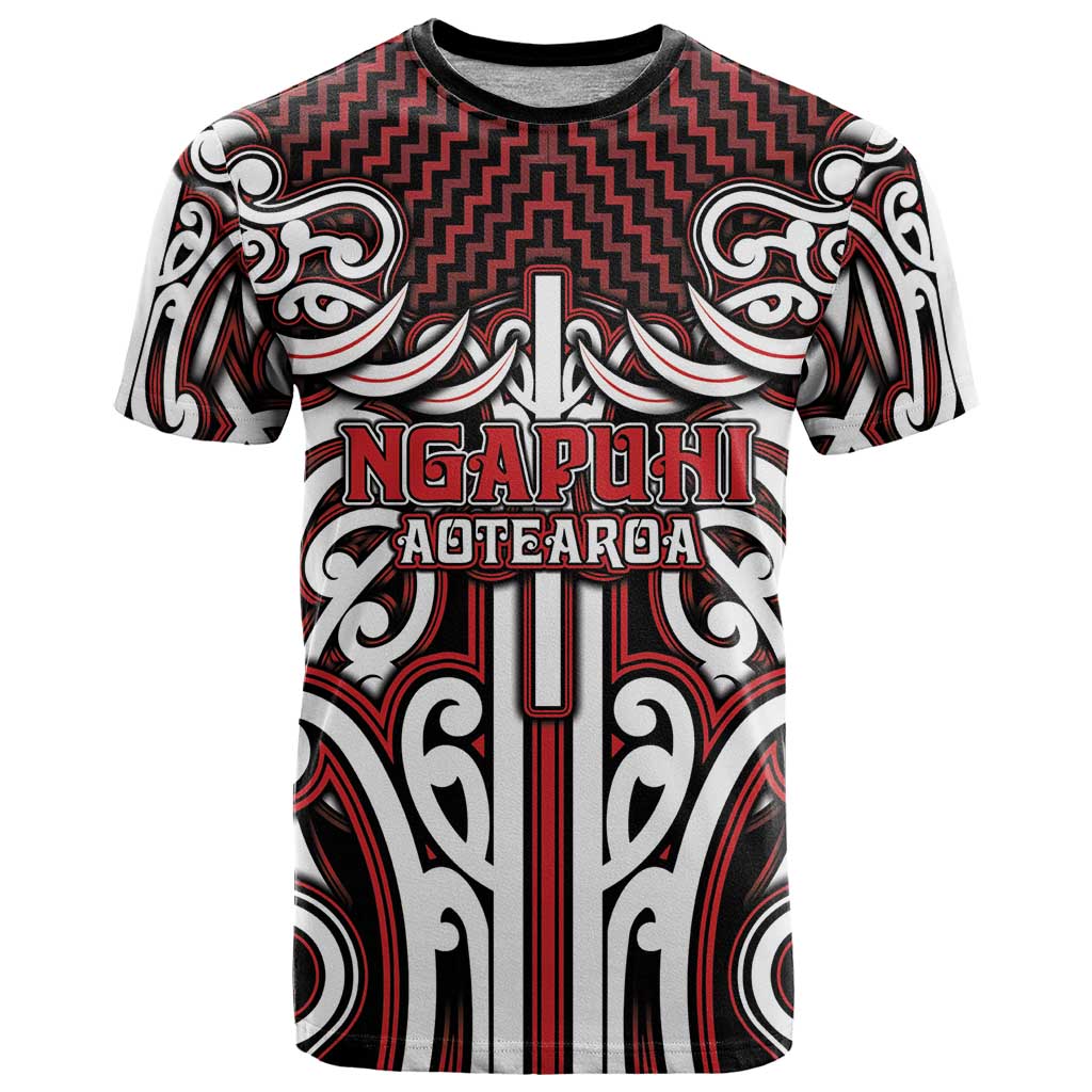 Custom Aotearoa Ngapuhi T Shirt Maori Tribal Pattern Mix Poutama LT05 Red - Polynesian Pride